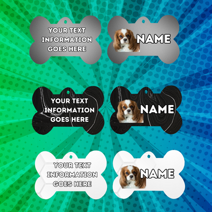 KING CHARLES CAVALIER Dog Pet Personalised Your Own Photo bone style tag