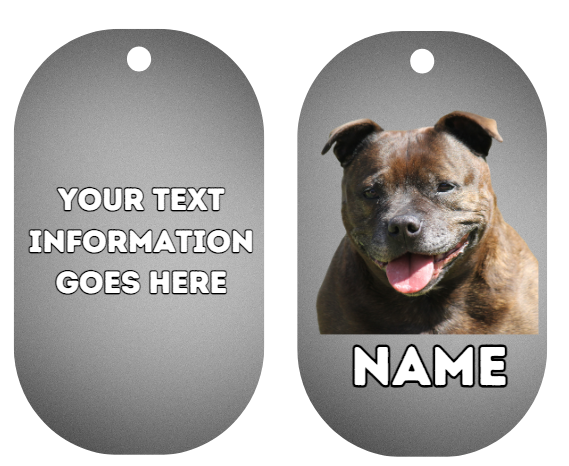 AMERICAN STAFFY TAG Dog Pet Personalise Own Photo Round, Dog Bone, Military Tag