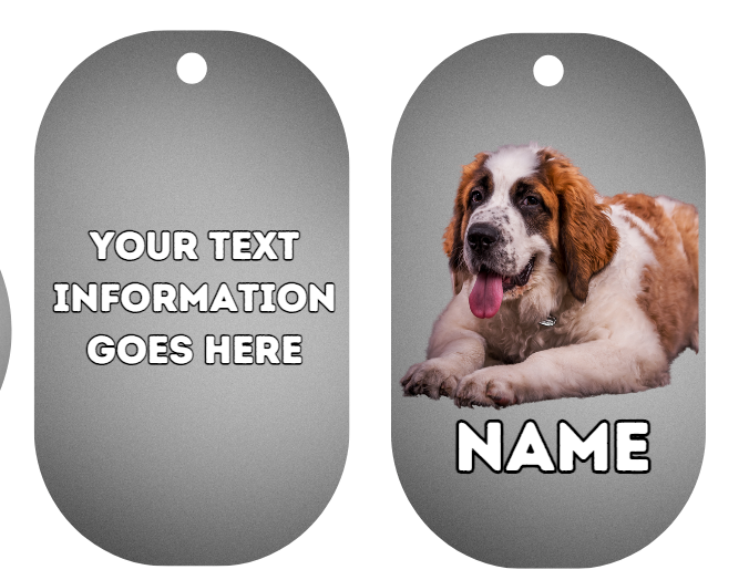 ST. BERNARD  Dog Personalised Your Own Photo Round Dog Bone, Military Tag