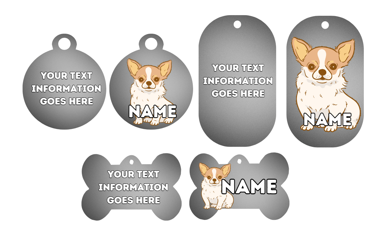 CHIHUAHUA Dog Pet Personalise Own Photo Round, Bone, Military Tag