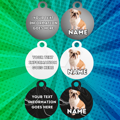 ENGLISH BULLDOG Dog Pet Personalised Your Own Photo Rounded